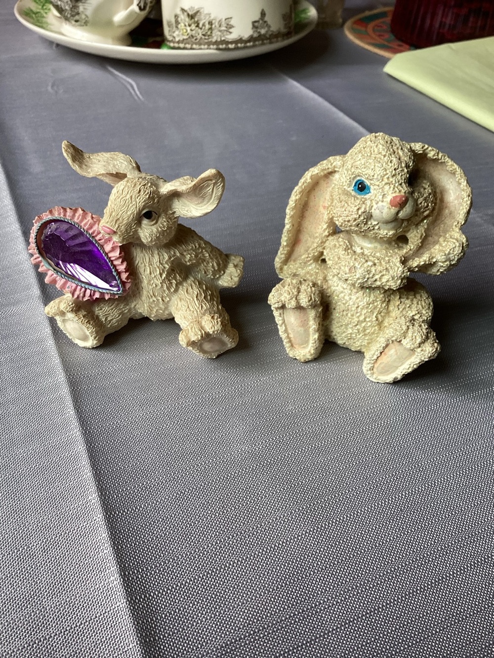 Vintage Jane DeDecker Stone Bunny Figurines - Set of 2